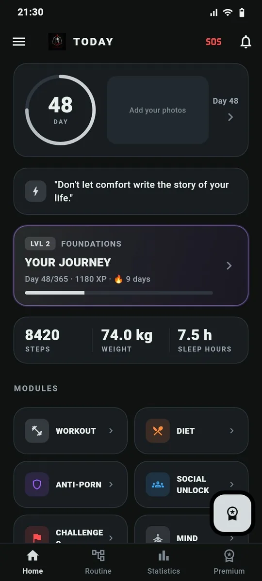 Main screen of the Mentalità Blindata app