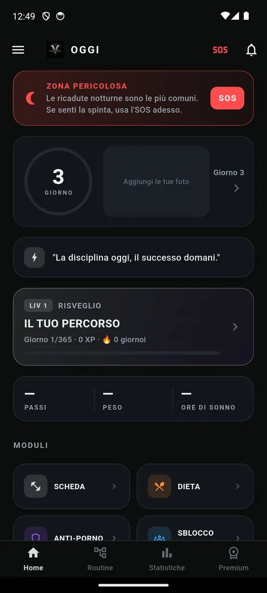 Main screen of the Mentalità Blindata app