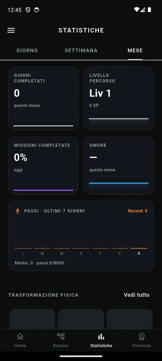 Statistics screen